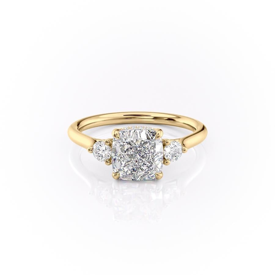 2.15 CT Cushion Three Stone Moissanite Engagement Ring