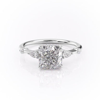 2.15 CT Cushion Hidden Halo Moissanite Engagement Ring