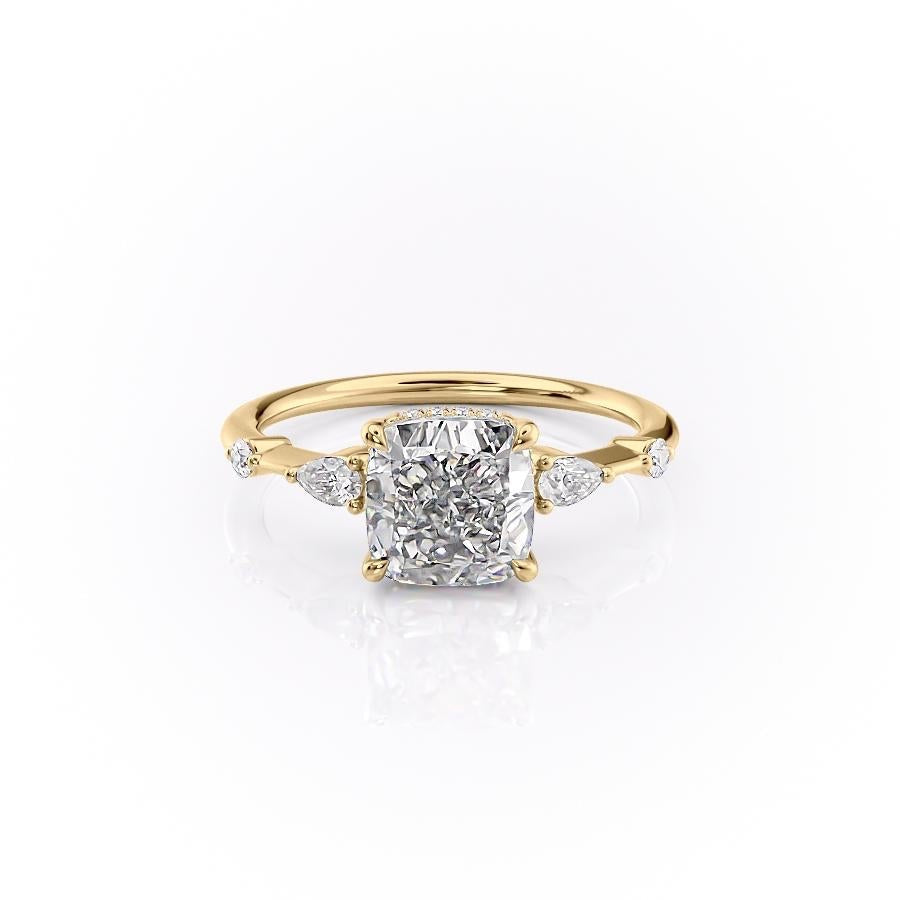 2.15 CT Cushion Hidden Halo Moissanite Engagement Ring