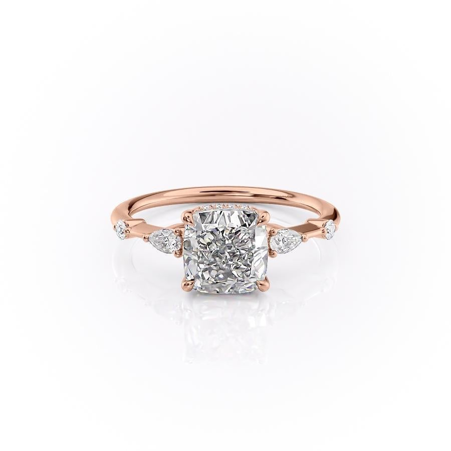 2.15 CT Cushion Hidden Halo Moissanite Engagement Ring