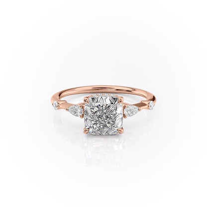 2.15 CT Cushion Hidden Halo Moissanite Engagement Ring