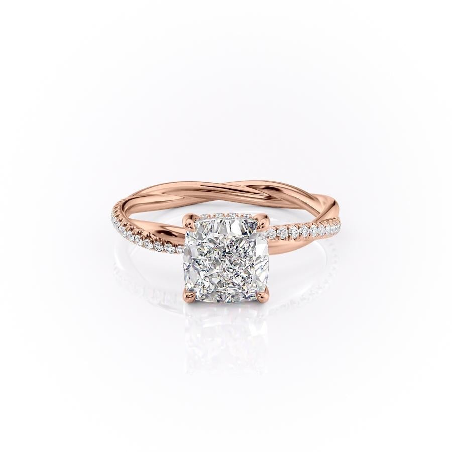 2.15 CT Cushion Hidden Halo Moissanite Engagement Ring