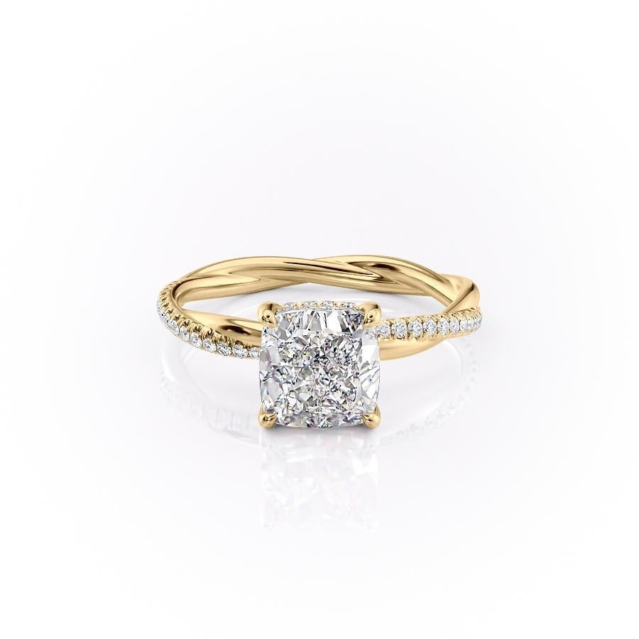 2.15 CT Cushion Hidden Halo Moissanite Engagement Ring