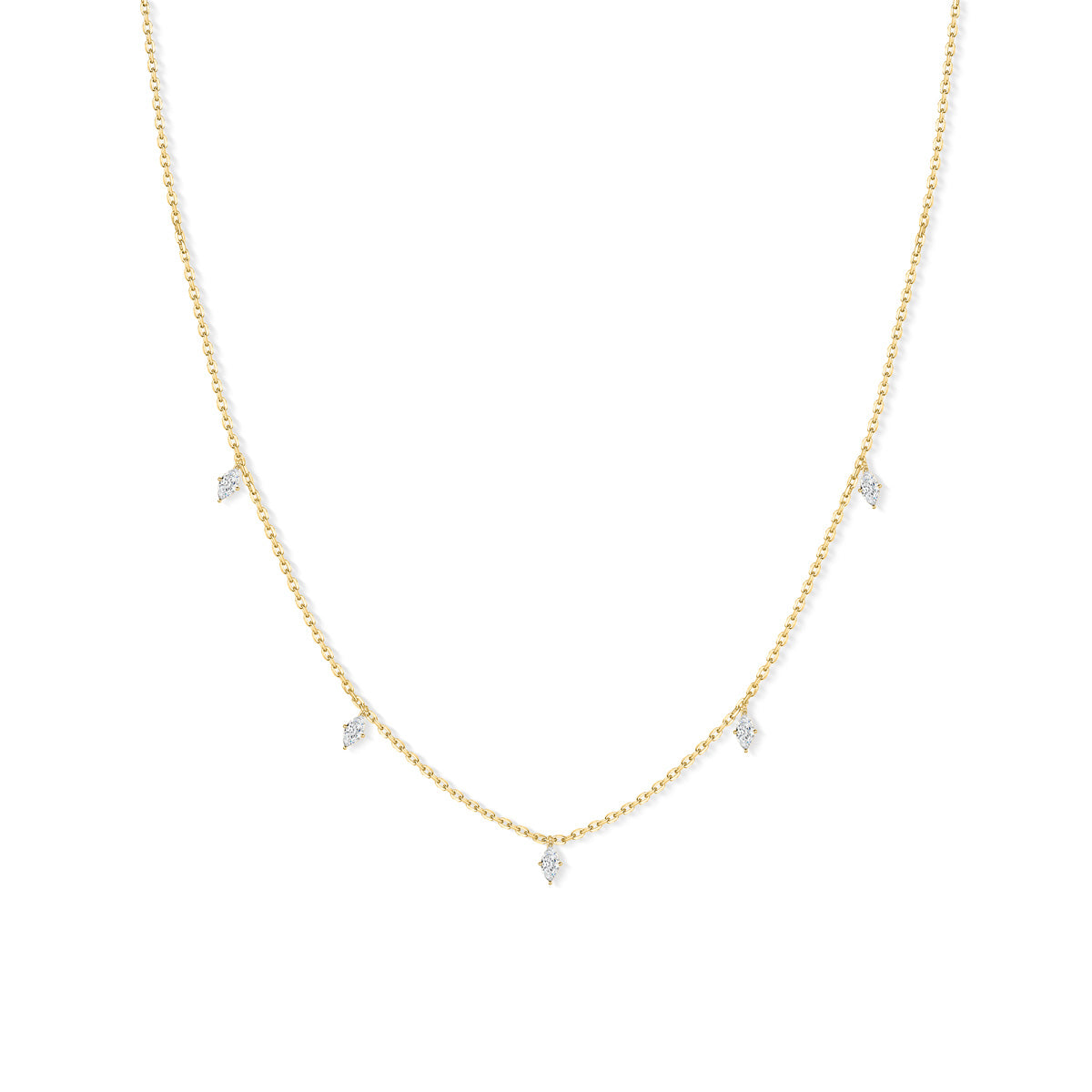 0.06 CT Marquise Shaped Moissanite Necklace In Multi Stone Design