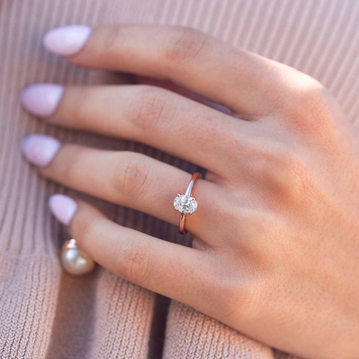 1.33 CT Oval Solitaire Moissanite Engagement Ring