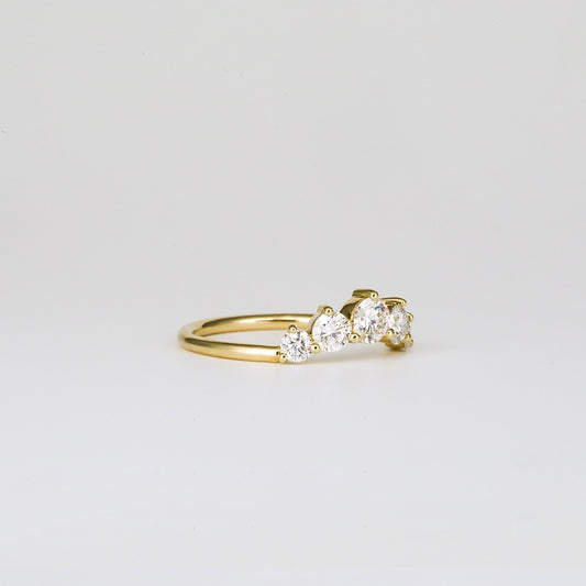 0.72 TCW Round Curved Moissanite Wedding Band
