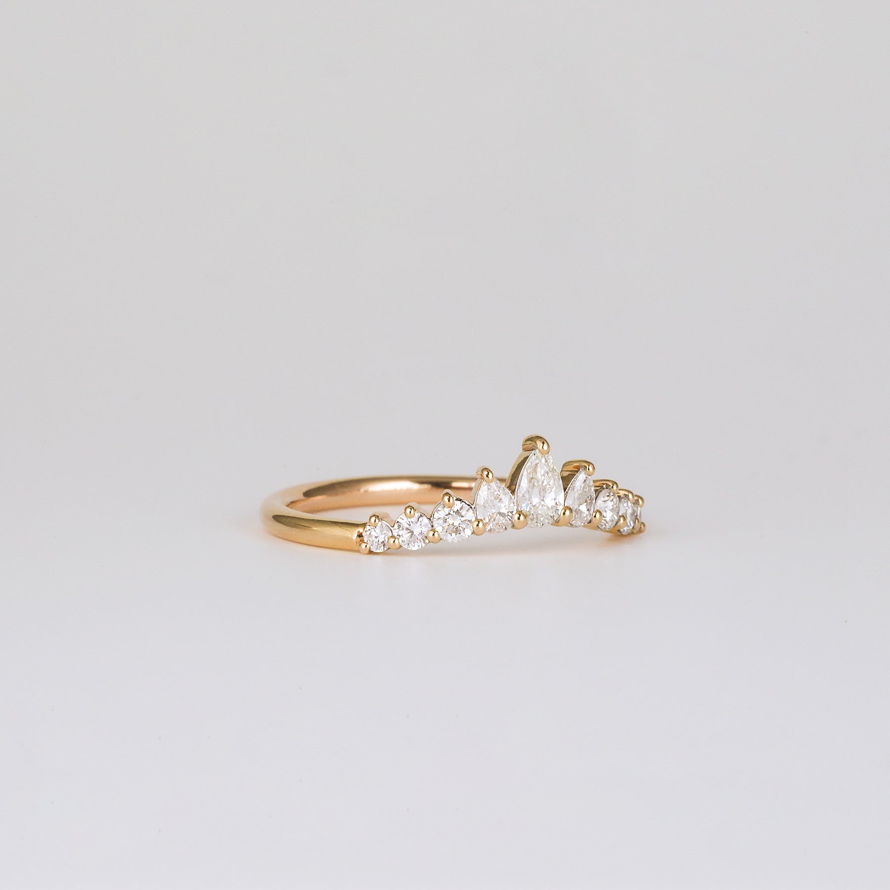 0.38 TCW Pear & Round Curved Moissanite Wedding Band