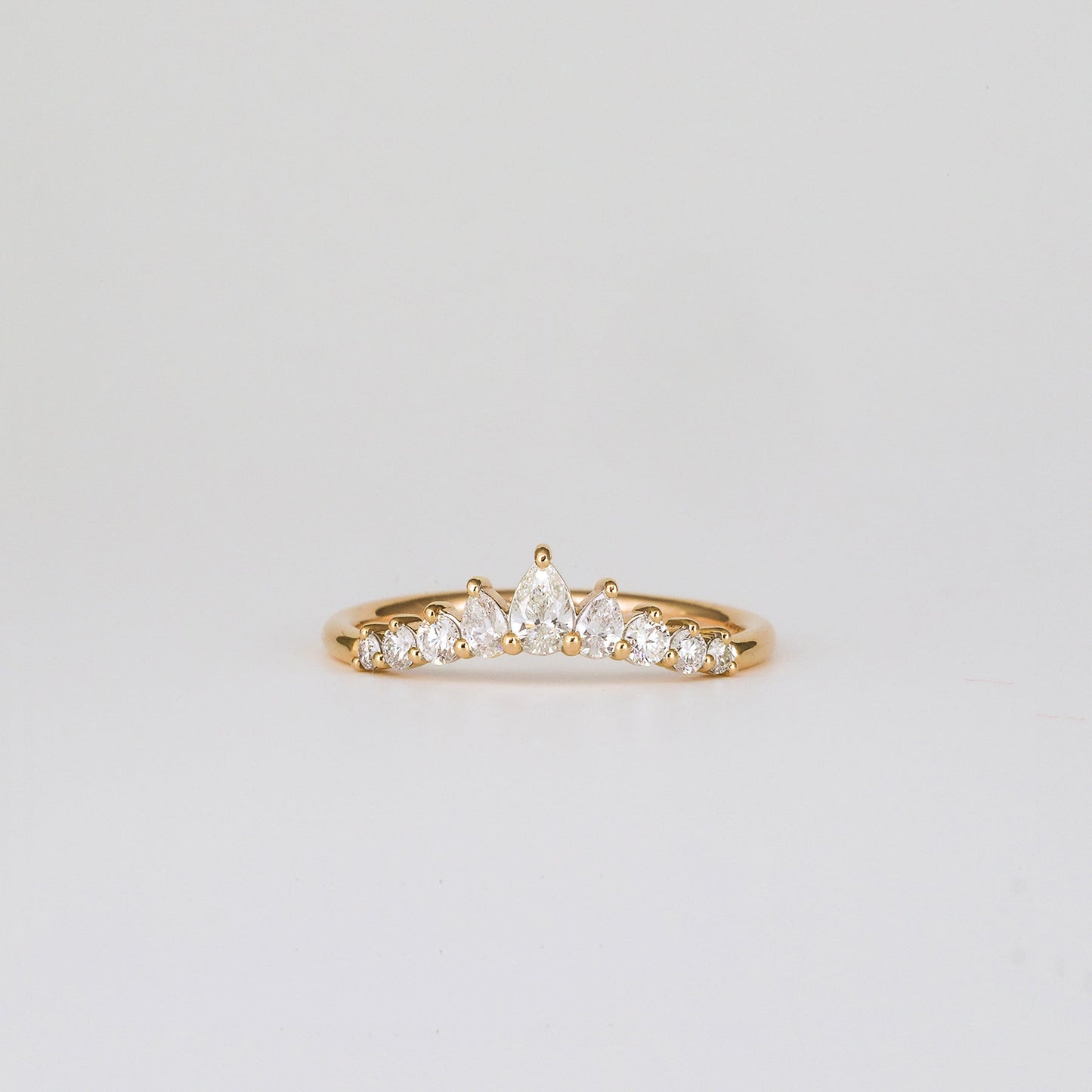 0.38 TCW Pear & Round Curved Moissanite Wedding Band
