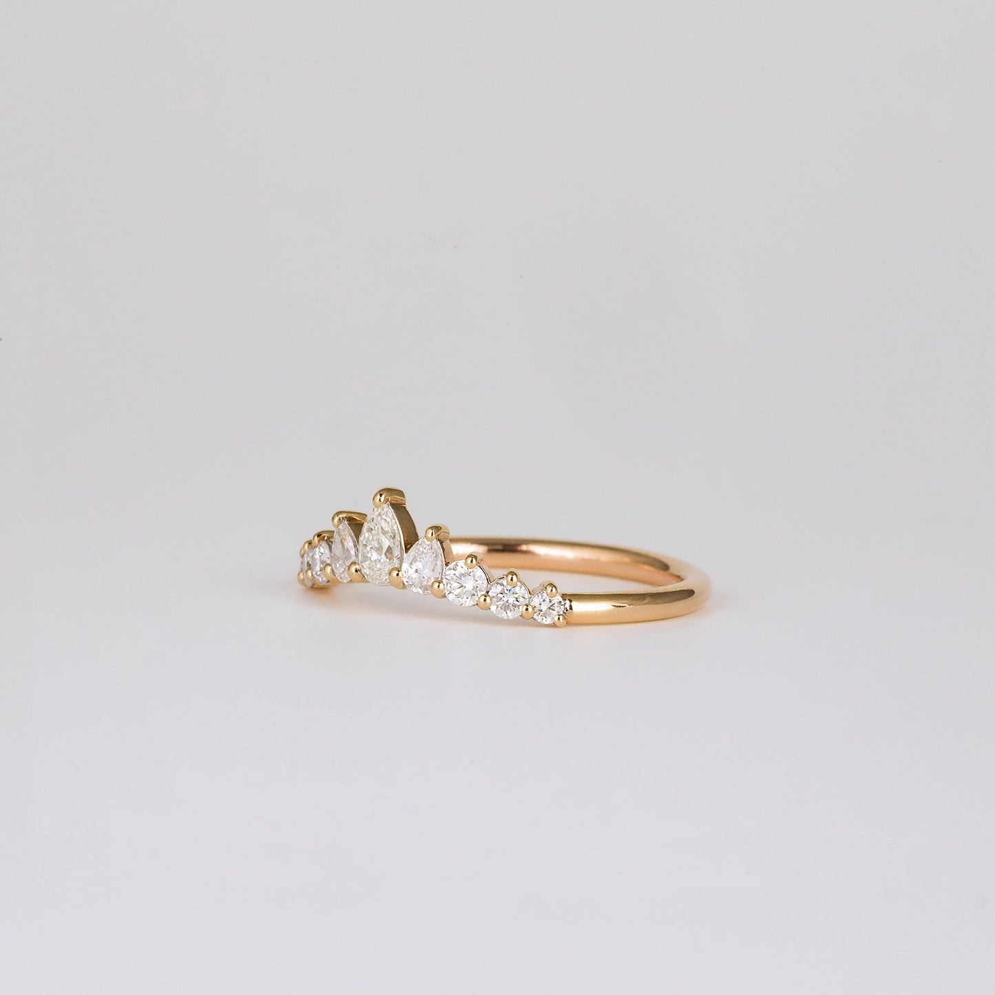 0.38 TCW Pear & Round Curved Moissanite Wedding Band
