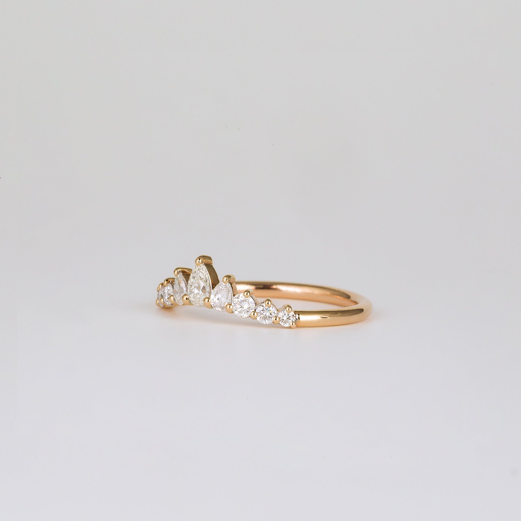 0.38 TCW Pear & Round Curved Moissanite Wedding Band