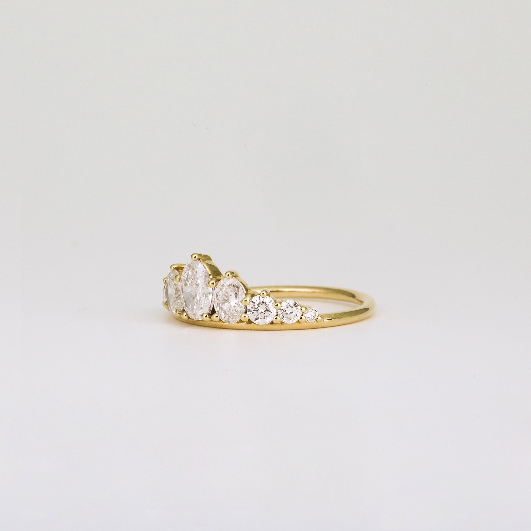 0.95 TCW Oval & Round Curved Moissanite Wedding Band