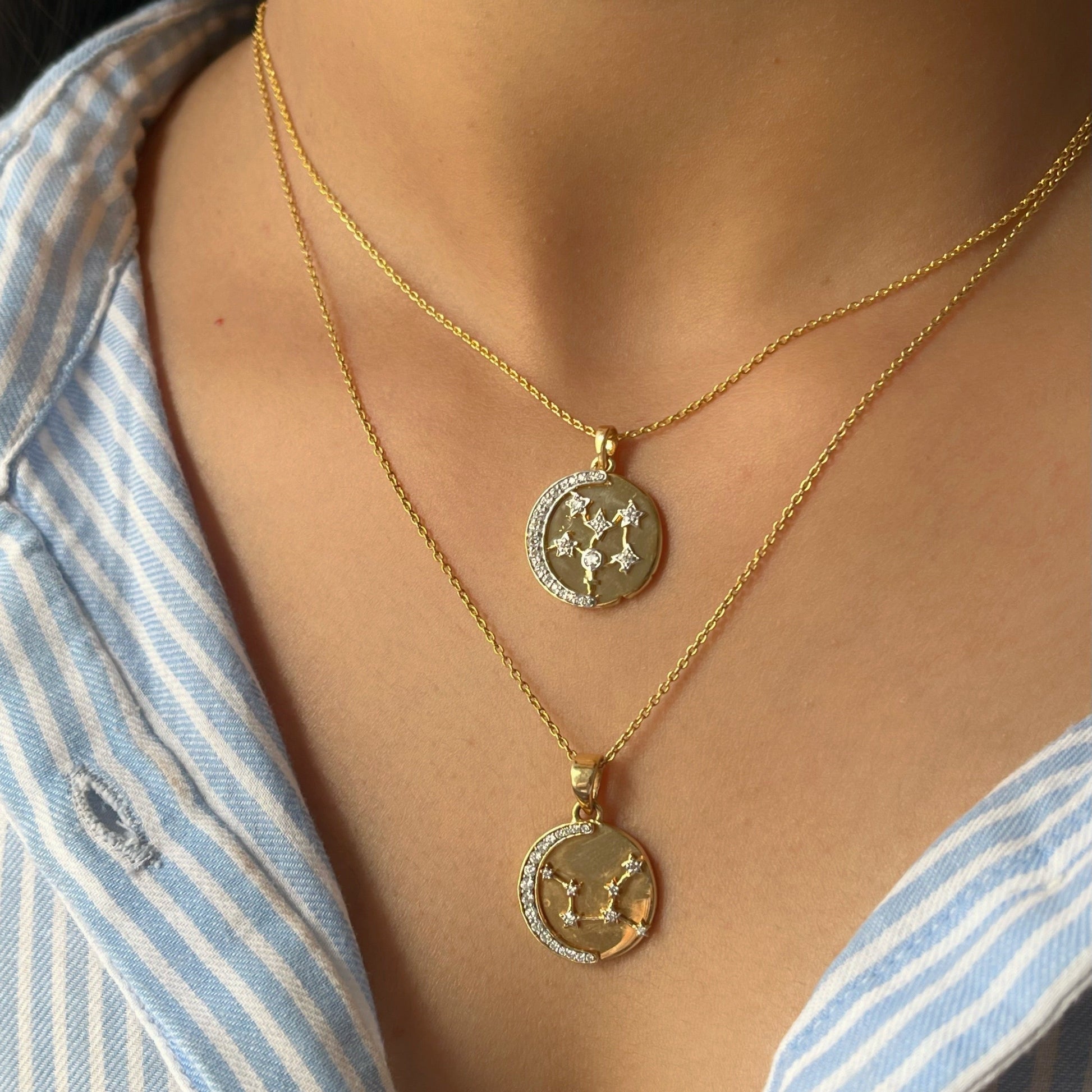 0.18 TCW Round Moissanite Star Sign Necklace