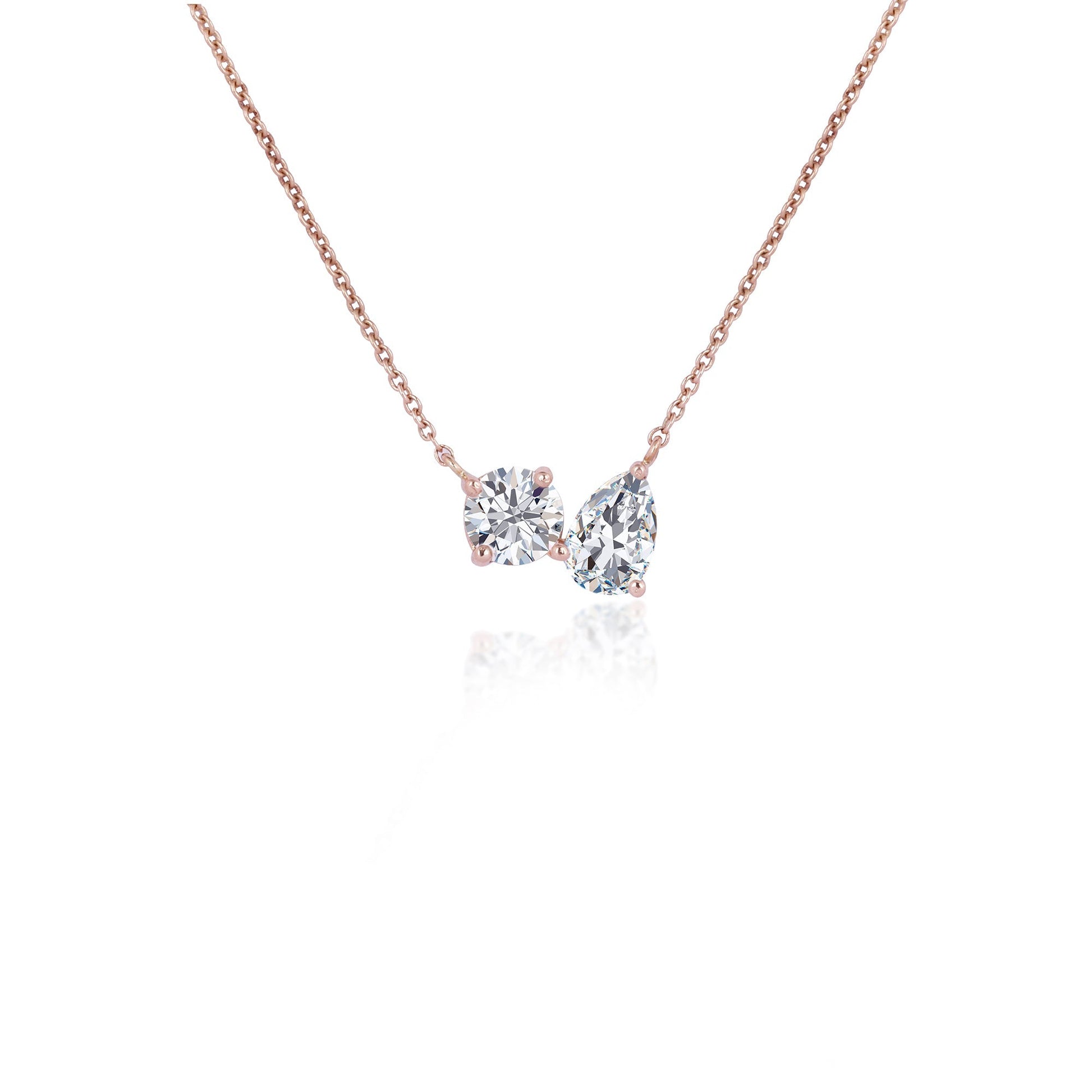 2.0 TCW Pear & Round Moissanite Two Stone Necklace