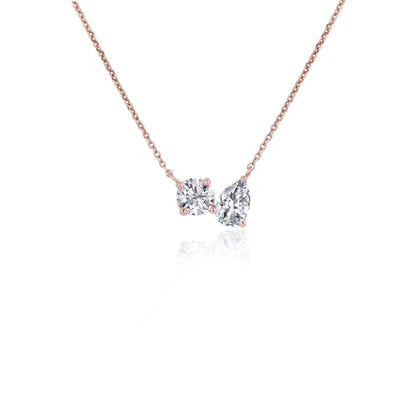 2.0 TCW Pear & Round Moissanite Two Stone Necklace
