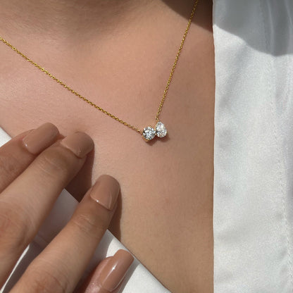 2.0 TCW Pear & Round Moissanite Two Stone Necklace