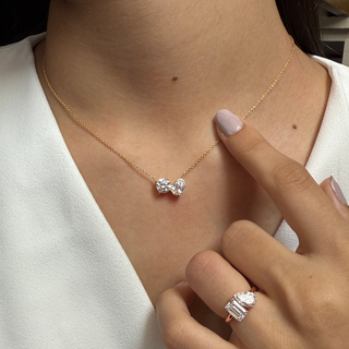 2.0 TCW Pear & Round Moissanite Two Stone Necklace