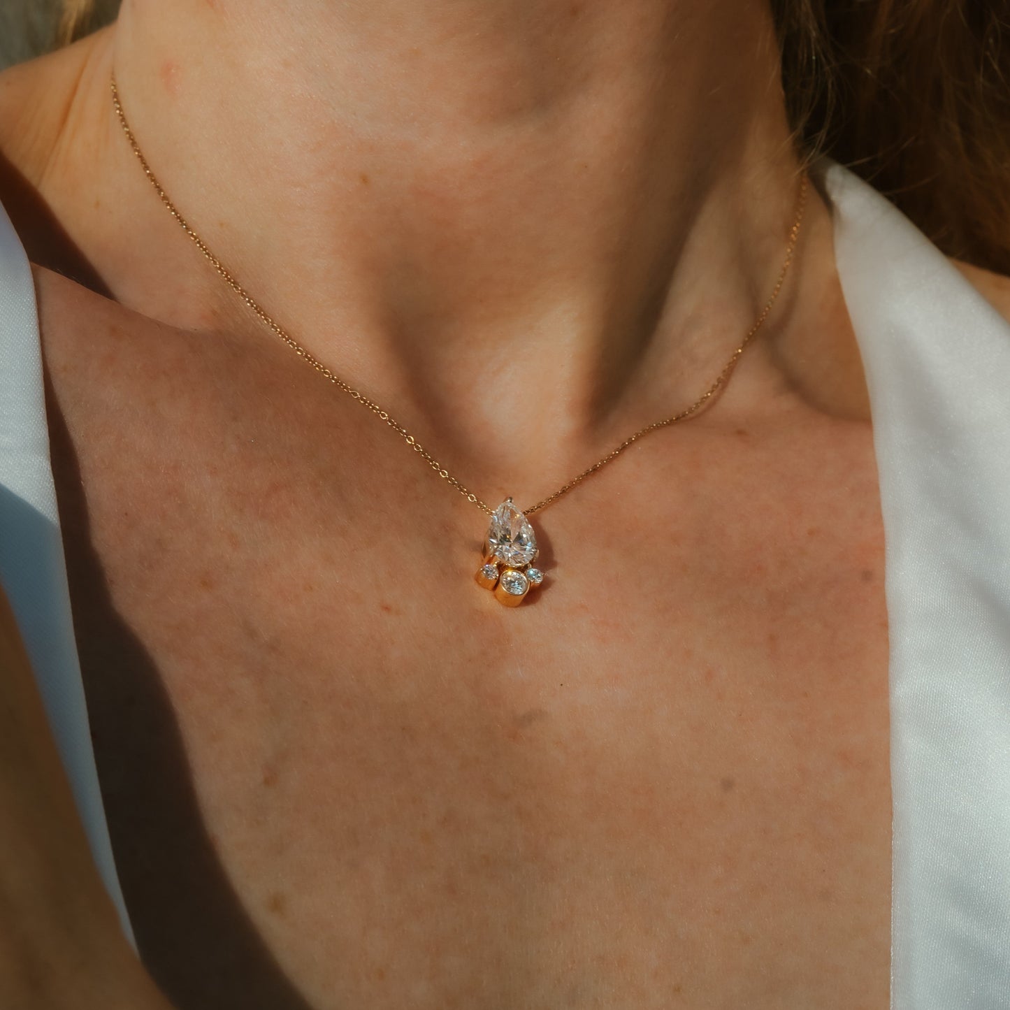 2.5 TCW Pear Moissanite Multi Stone Necklace