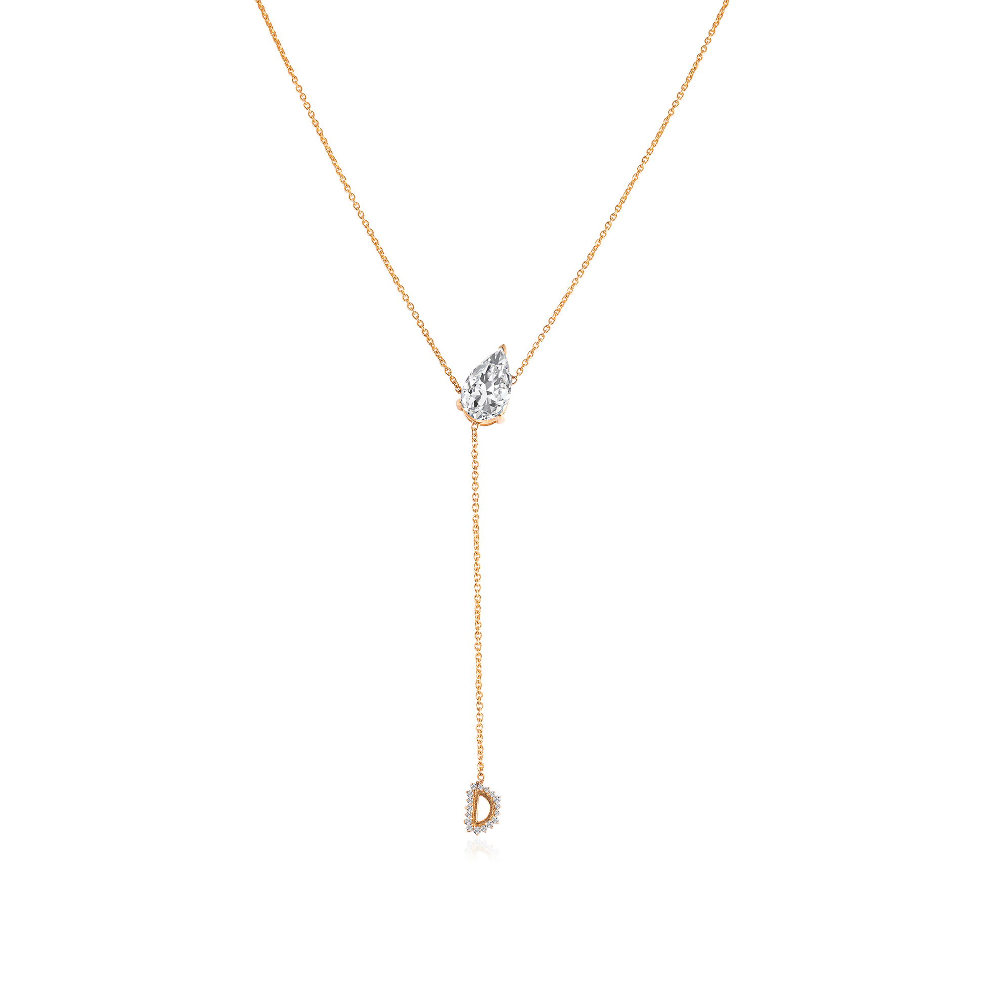 2.1 TCW Pear Moissanite Chain Necklace with Center Stone