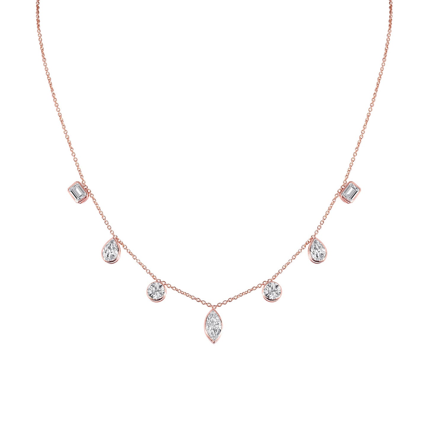 3 TCW Emerald-Pear-Round-Marquise Moissanite Multiple Center Stones Necklace