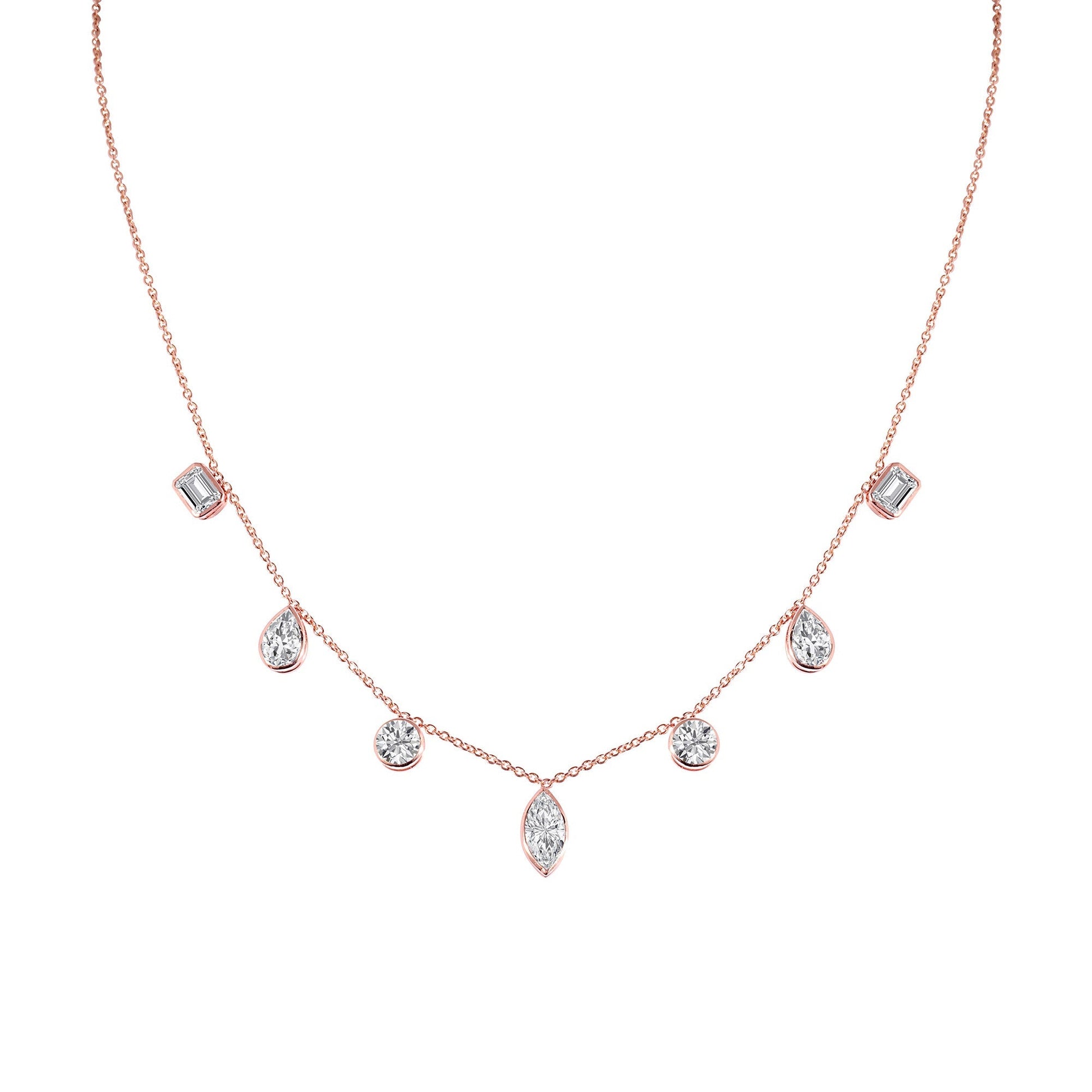 3 TCW Emerald-Pear-Round-Marquise Moissanite Multiple Center Stones Necklace