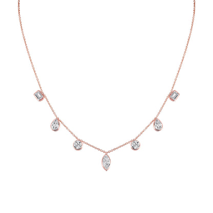 3 TCW Emerald-Pear-Round-Marquise Moissanite Multiple Center Stones Necklace