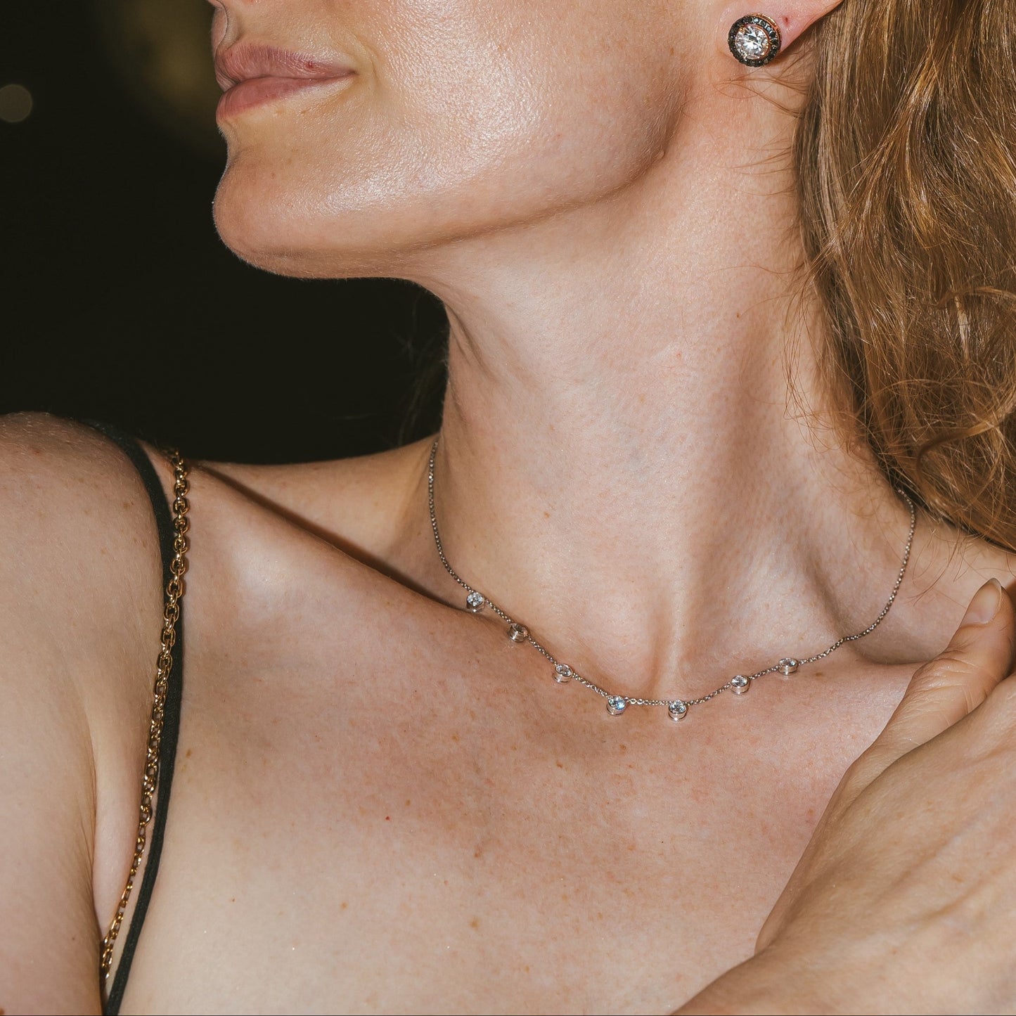 1 TCW Round Moissanite Round Multiple Center Stones Necklace