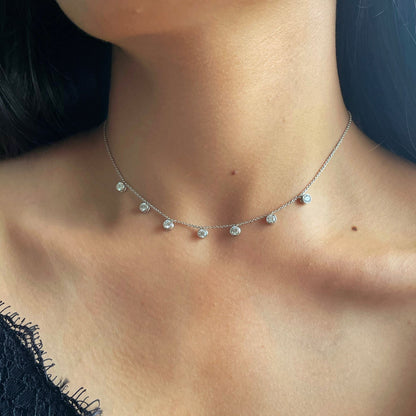 1 TCW Round Moissanite Round Multiple Center Stones Necklace
