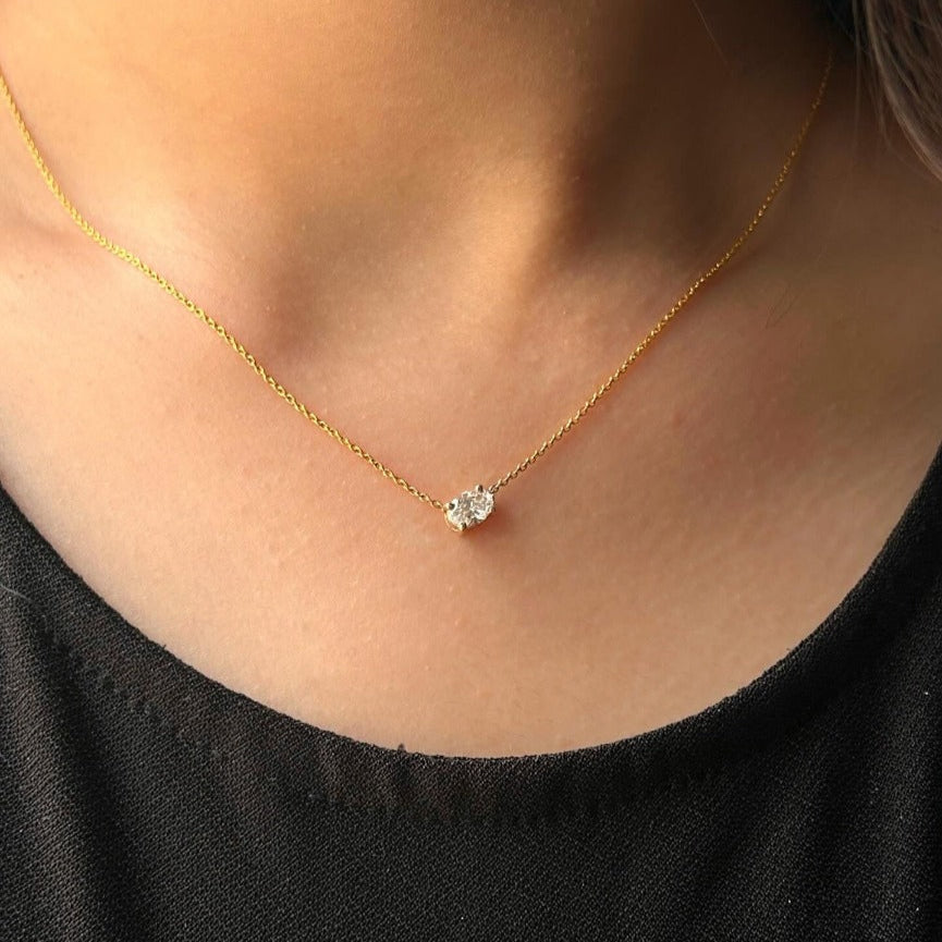 1 CT Oval Moissanite Solitaire Necklace