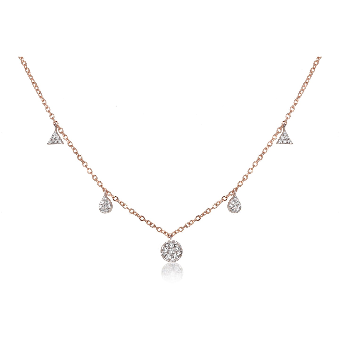 0.6 TCW Round Moissanite Multiple Stone Necklace