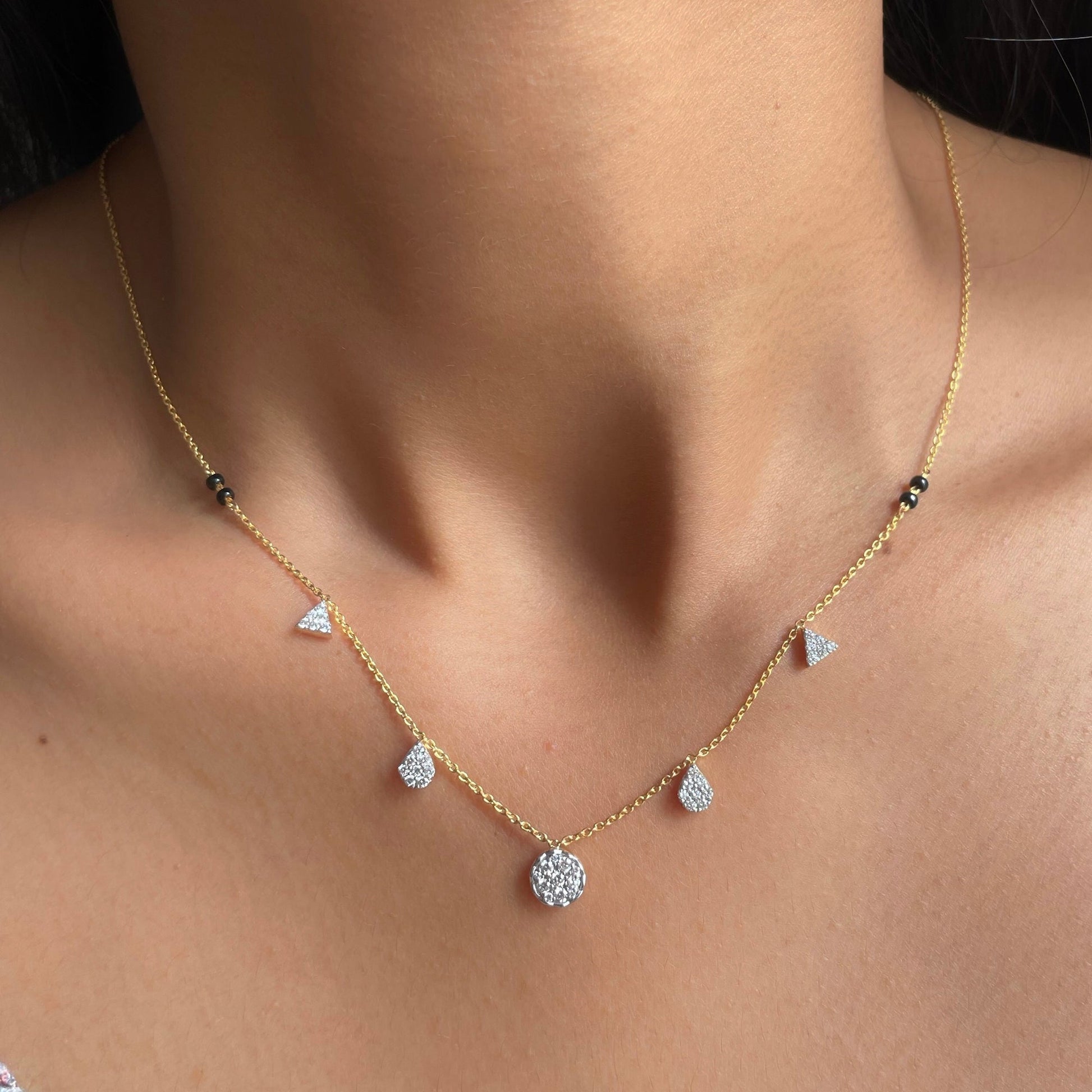 0.6 TCW Round Moissanite Multiple Stone Necklace