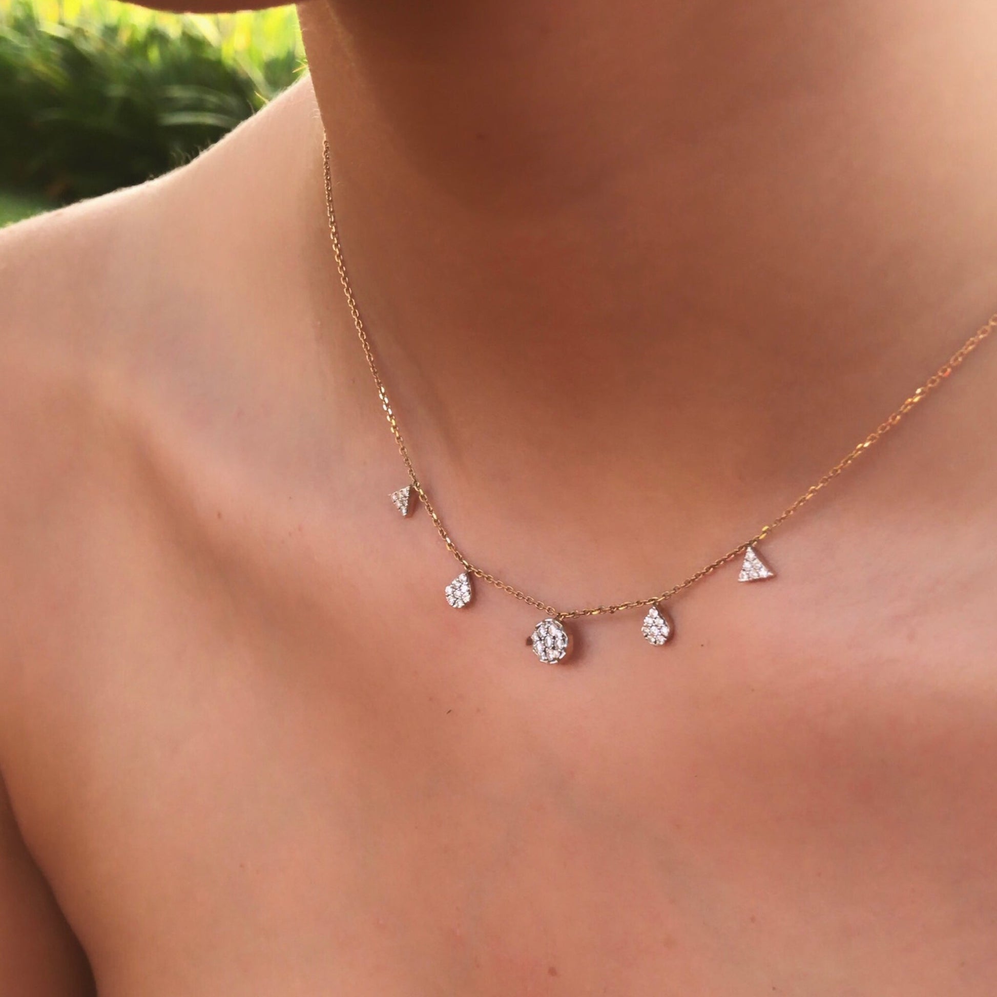 0.6 TCW Round Moissanite Multiple Stone Necklace