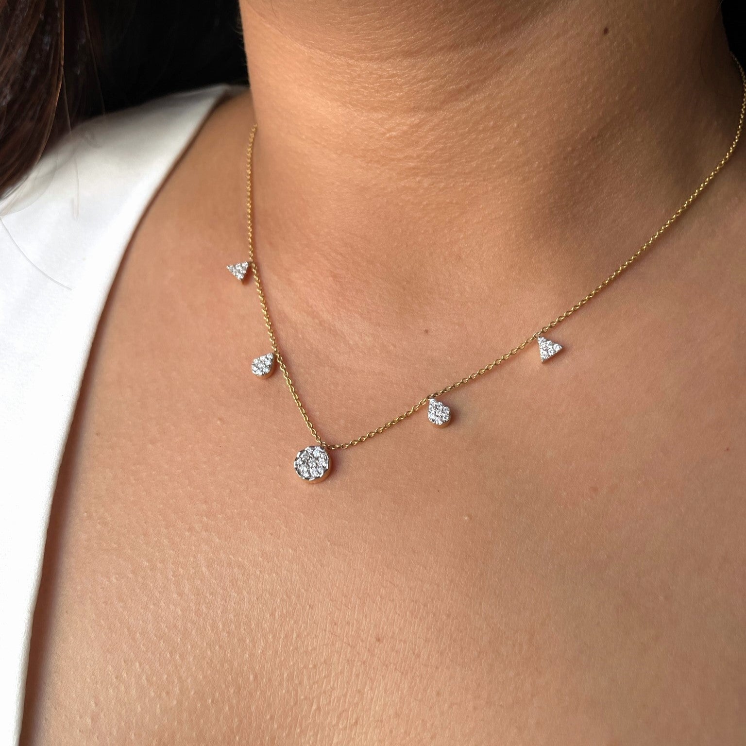 0.6 TCW Round Moissanite Multiple Stone Necklace