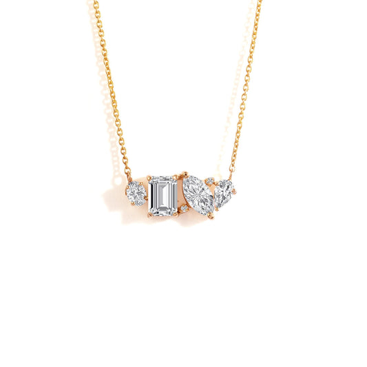 3 TCW Emerald-Marquise-Pear-Round Moissanite Muliple Stones Necklace