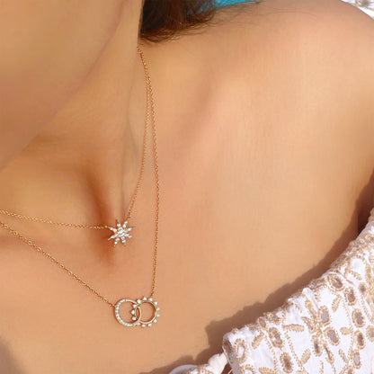 0.5 TCW Round Moissanite Sun-Moon Pendant Necklace