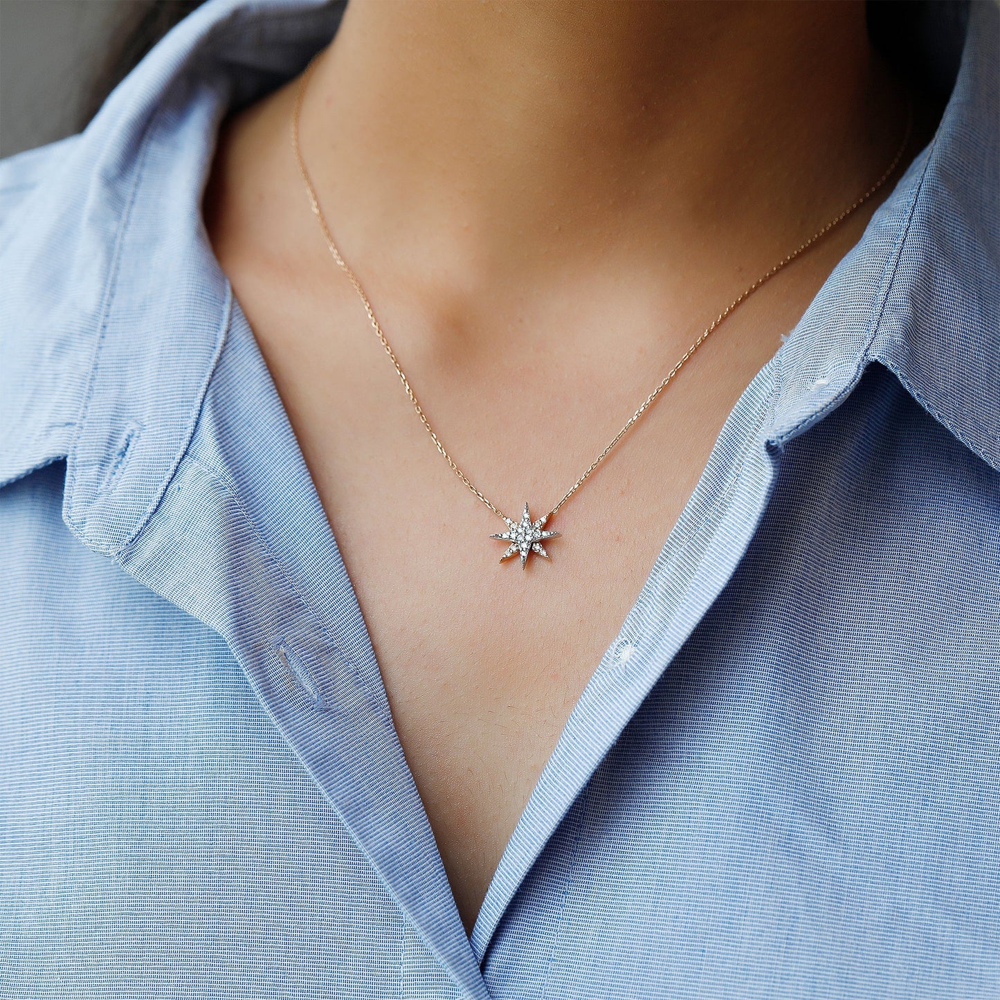 0.3 TCW Round Moissanite Pendant Necklace