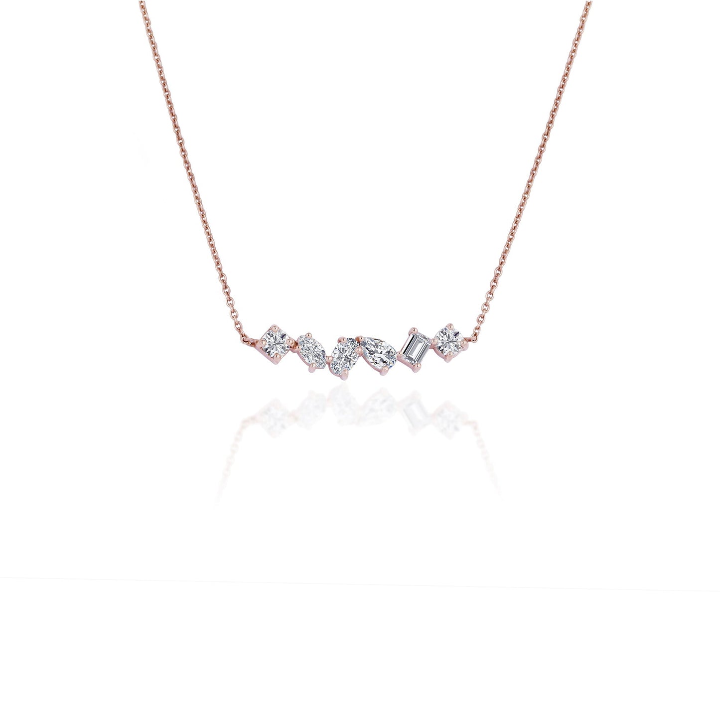 1.5 TCW Round-Emerald-Pear-Round-Oval Moissanite Muliple Stones Necklace