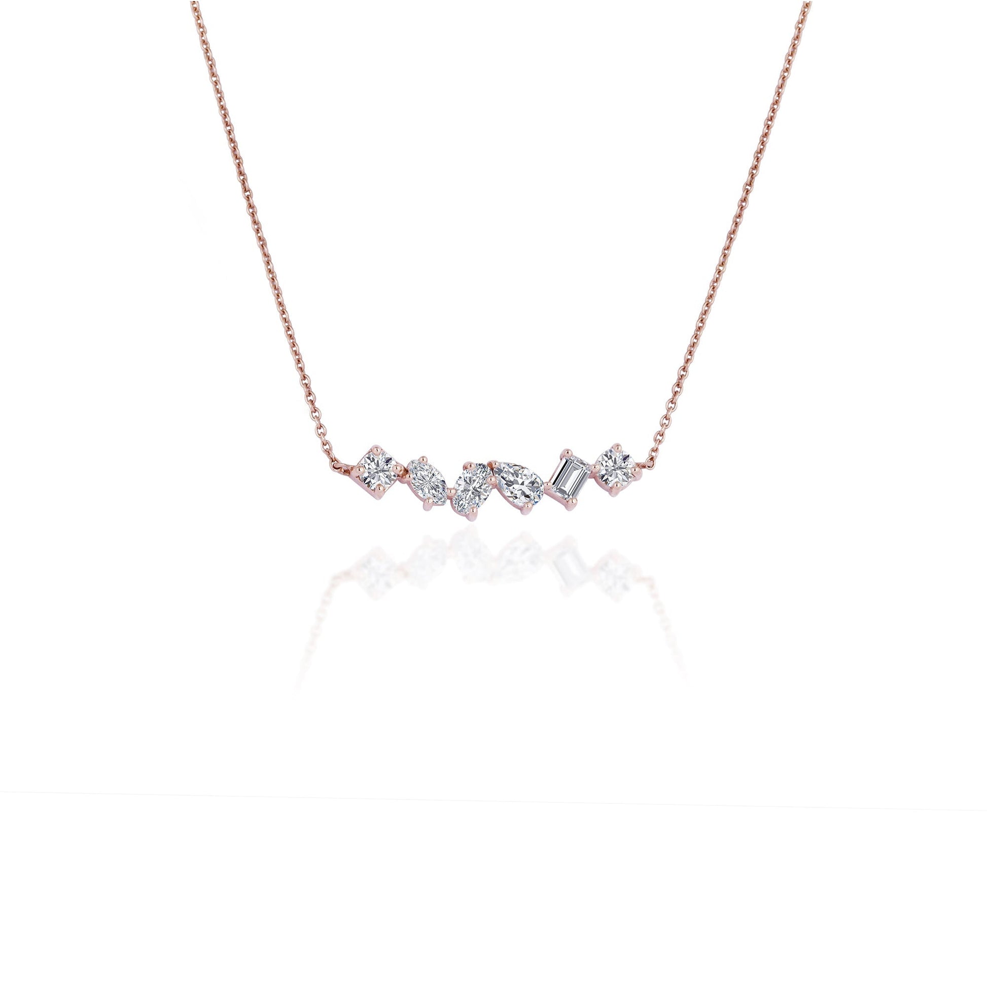 1.5 TCW Round-Emerald-Pear-Round-Oval Moissanite Muliple Stones Necklace