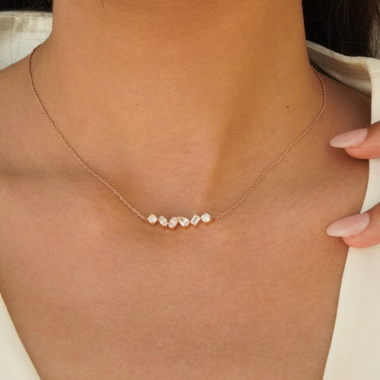 1.5 TCW Round-Emerald-Pear-Round-Oval Moissanite Muliple Stones Necklace