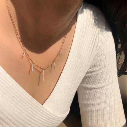 0.6 TCW Round Moissanite Multiple Barlet Necklace
