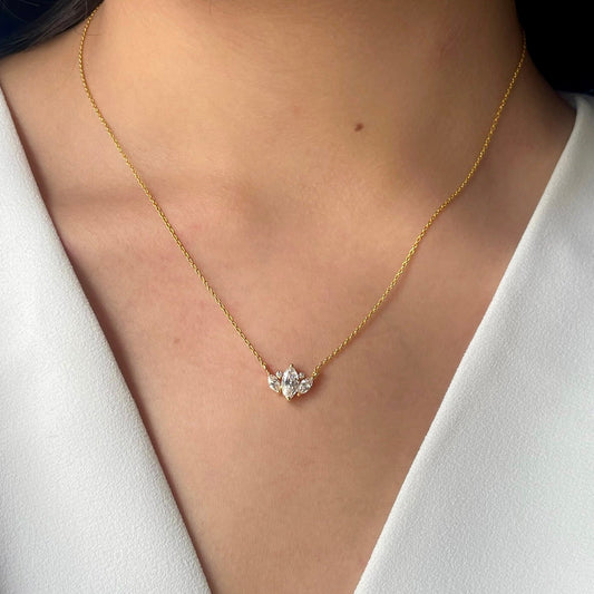 1.5 TCW Marquise Moissanite Multi Stone Necklace