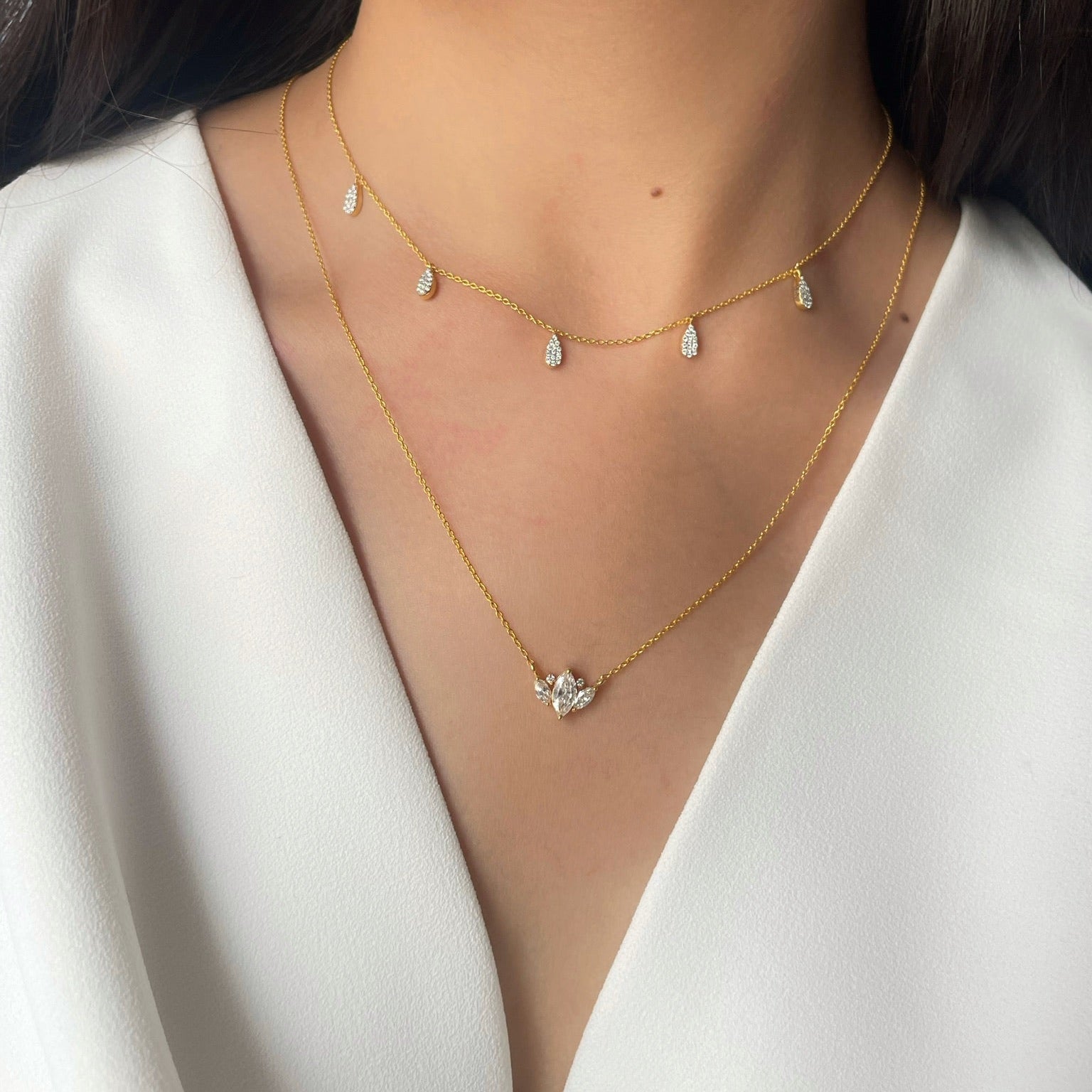 1.5 TCW Marquise Moissanite Multi Stone Necklace