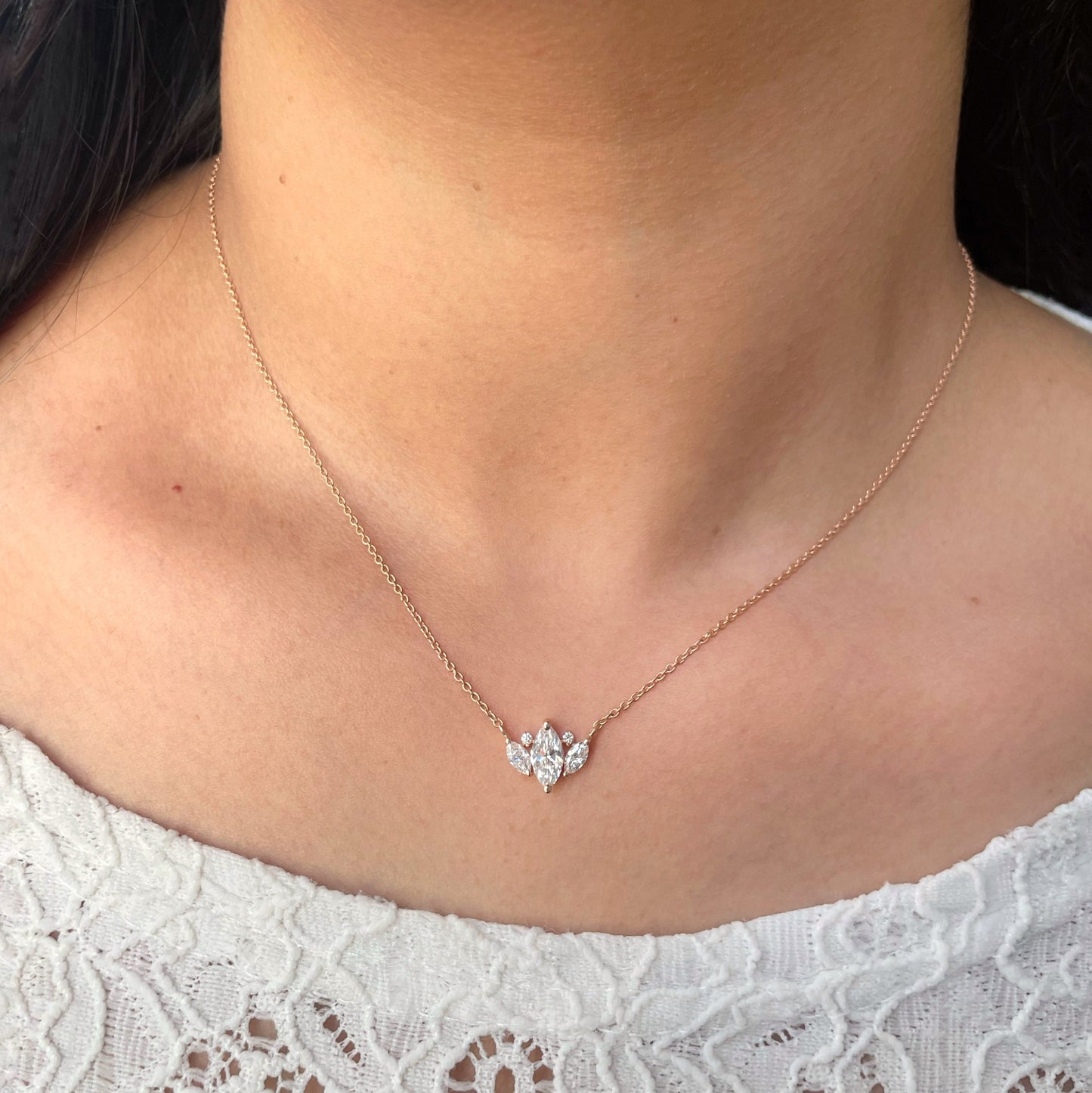 1.5 TCW Marquise Moissanite Multi Stone Necklace
