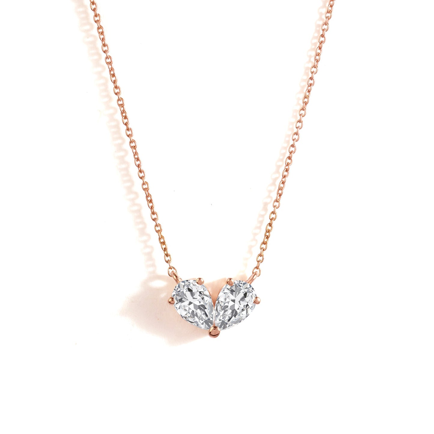 2 TCW Pear Moissanite Two Stone Necklace