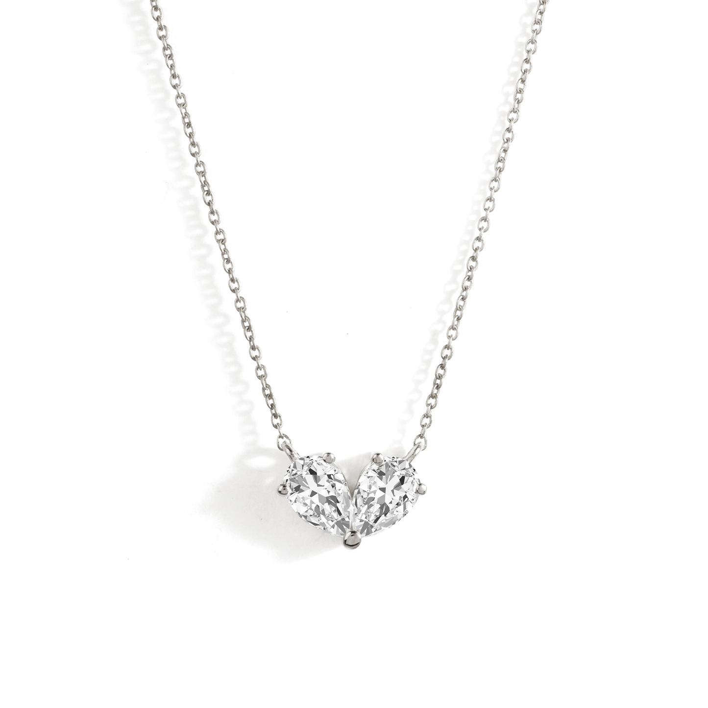 2 TCW Pear Moissanite Two Stone Necklace