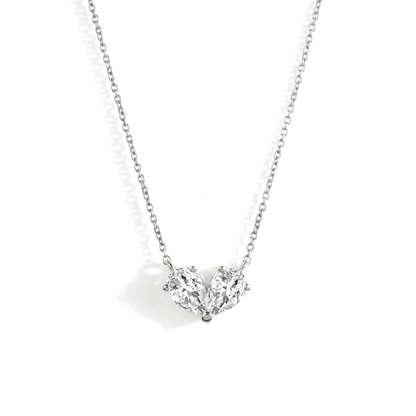 2 TCW Pear Moissanite Two Stone Necklace