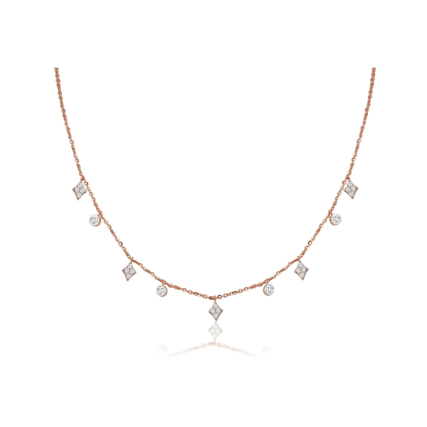 1 TCW Round Moissanite Multiple Stone Necklace