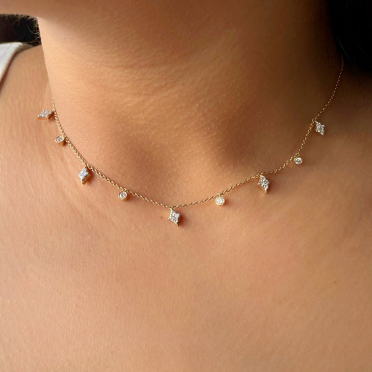 1 TCW Round Moissanite Multiple Stone Necklace