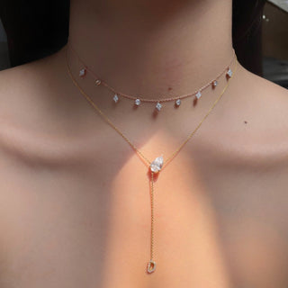 1 TCW Round Moissanite Multiple Stone Necklace