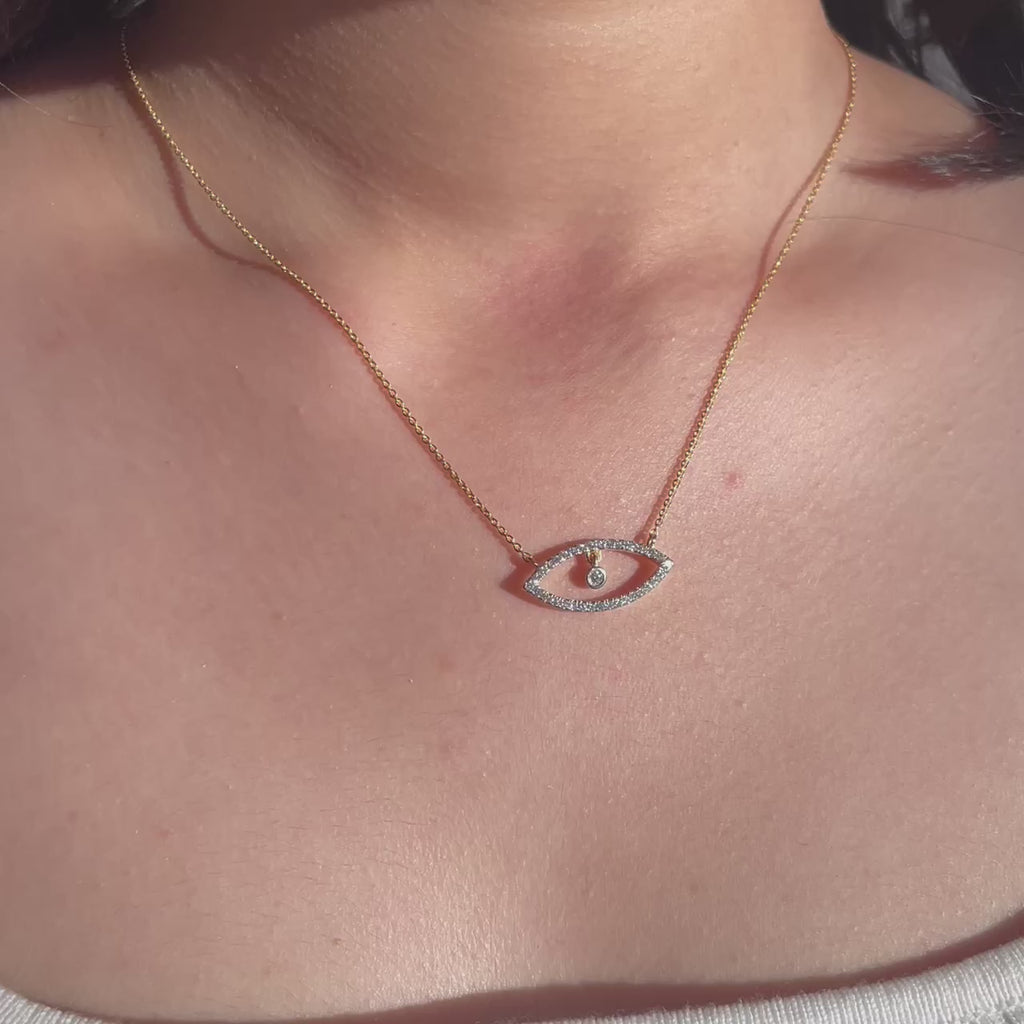 0.5 TCW Round Moissanite Evil Eye Necklace