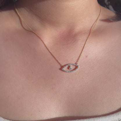 0.5 TCW Round Moissanite Evil Eye Necklace
